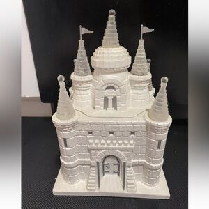 Department 56 Winter Carnival White Silver Castle Cookie Jar